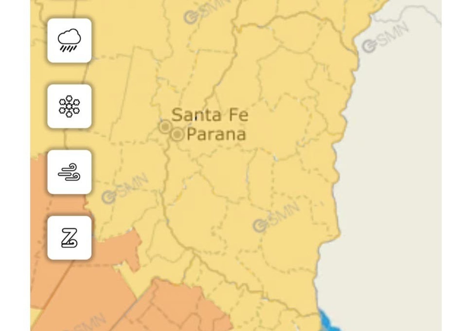 Alerta meteorológica amarilla  por tormentas para este martes